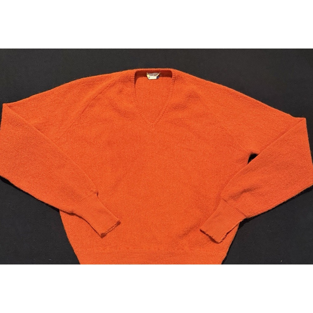 Lord Jeff Alpaca Imported Long Sleeve Pull Over Orange Sweater Size XL